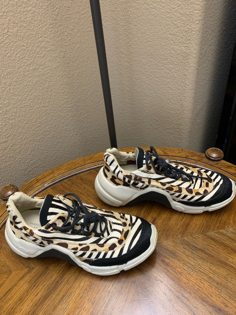 Mark Nason Zebra Print Black White Tan Athletic Sneakers